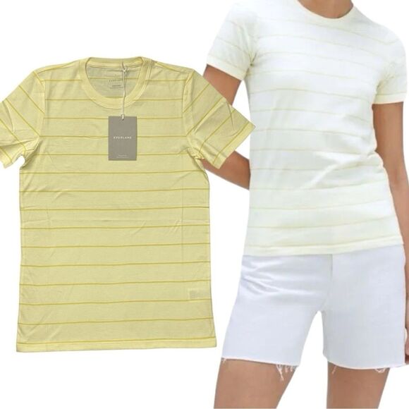 Everlane‎ Organic Cotton Crew Tee Womens S Butter Yellow T-shirt Classic Summer - Picture 1 of 7